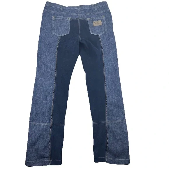 HKM Texas Dual-Tone‎ Denim Riding Jeans Men's 44 Equestrian Moto Hybrid Style - Picture 2 of 16